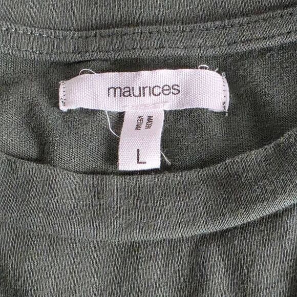 Maurices Olive Green Puff Sleeve Tee Size L - Picture 6 of 8